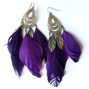 Purple Feather Earrings